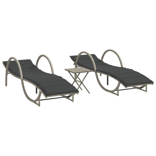 vidaXL Sun Lounger Set of 2 Light Grey