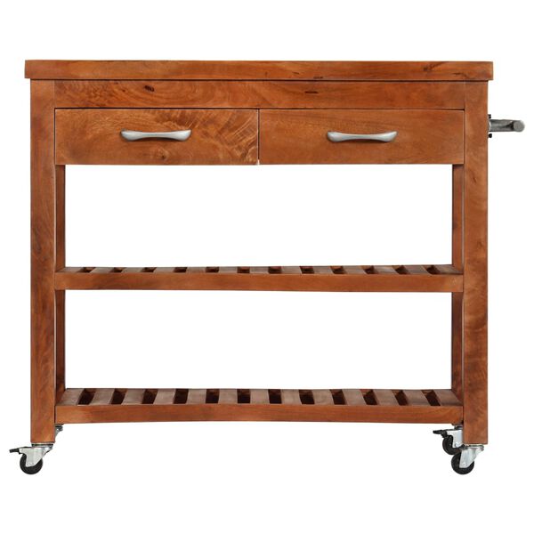 vidaXL Kitchen Trolley 39.4"x18.9"x35" Solid Wood Acacia