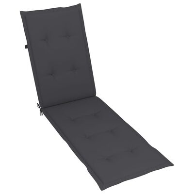 vidaXL Patio Deck Chair with Footrest and Cushion Solid Acacia Wood