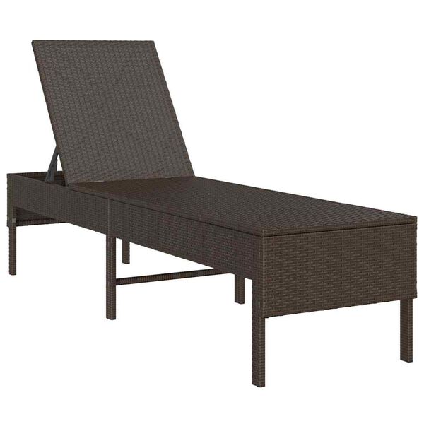 vidaXL Sun Lounger with Cushion Brown 55x200x44cm Poly Rattan