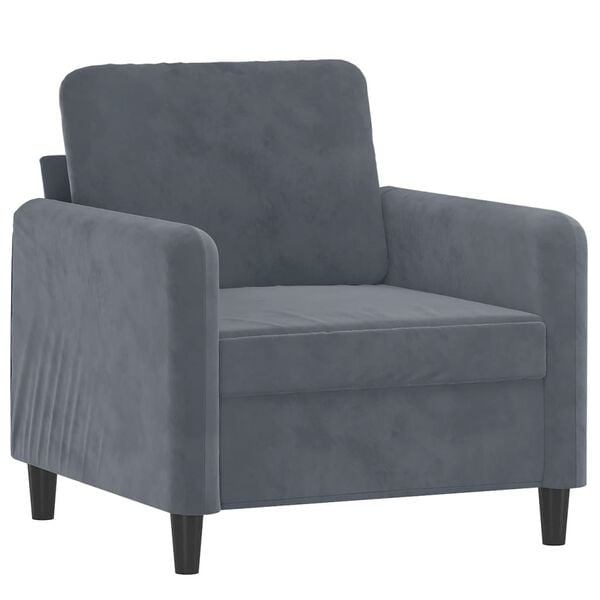 vidaXL Sofa Set Dark Grey Velvet (100% polyester), metal, plywood Large