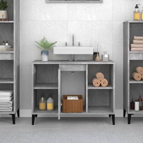 vidaXL Sink Cabinet Concrete Grey Engineered Wood Medium