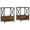 vidaXL Bedside Table Set of 2 Smoked Oak Engineered Wood, Iron Medium