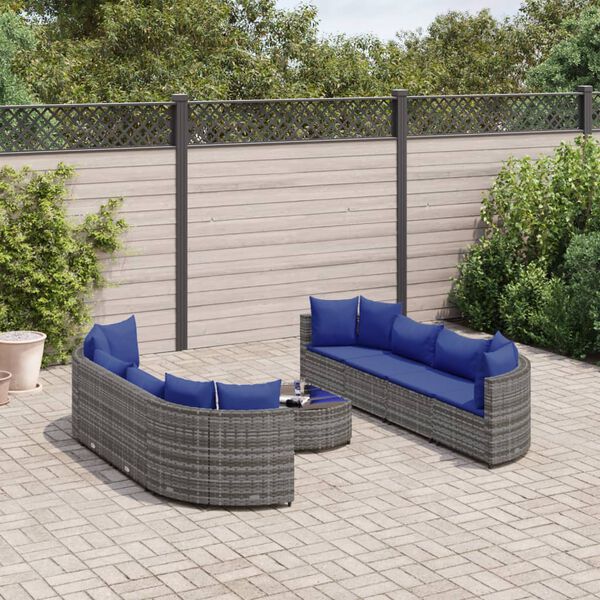 vidaXL Patio Sofa Set Set of 8 Grey