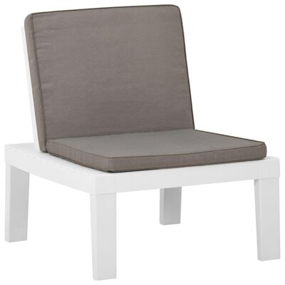 vidaXL Patio Lounge Chairs with Cushions 2 pcs Plastic White