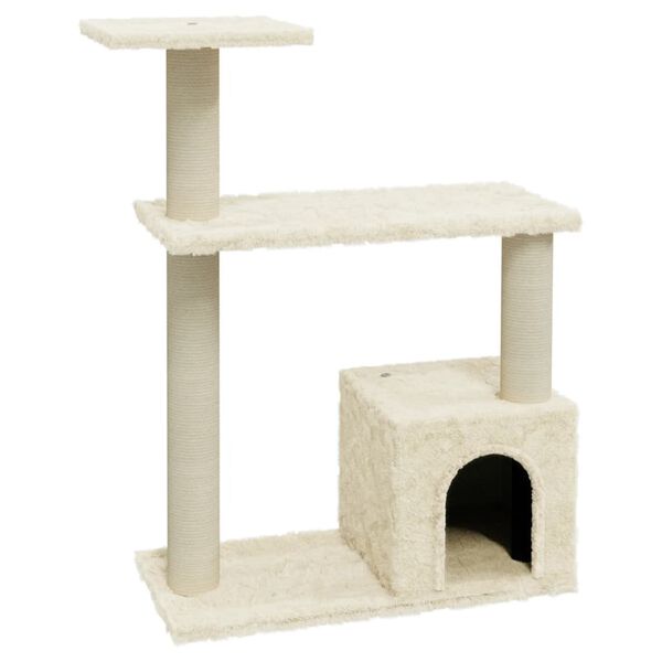 vidaXL Cat Tree Cream Engineered wood, plush, sisal