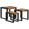 vidaXL Nesting Table 3 pcs Solid acacia wood and a metal