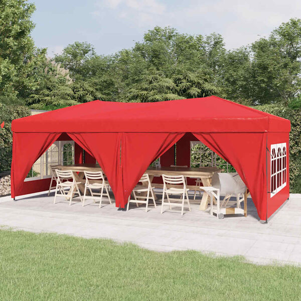 vidaXL Folding Party Tent with Sidewalls Red 9.8'x19.7'