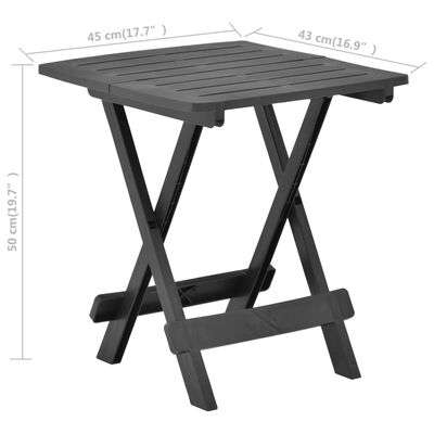 vidaXL Folding Patio Table Anthracite 17.7"x16.9"x19.7" Plastic