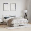 vidaXL Bed Frame White Steel Double Bed Frame Rectangular Modern