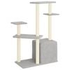 vidaXL Cat Tree Light Grey Engineered Wood, Plush, Sisal 42.3 in Tall