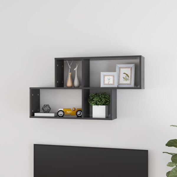 vidaXL Wall Shelf Gray Engineered wood 39.4 x 7.1 x 20.9 in