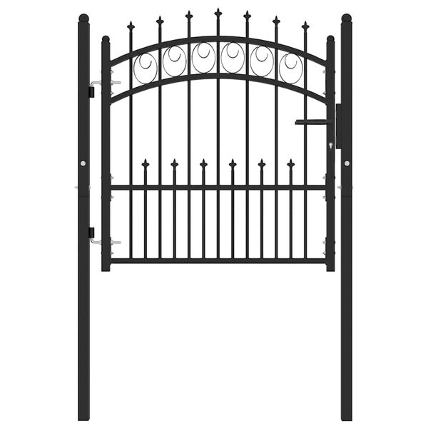 vidaXL Fence Gate with Spikes Steel 40.9x34.3" Black