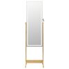 vidaXL Mirror Jewelry Cabinet Brown, White Engineered Wood Full-Length