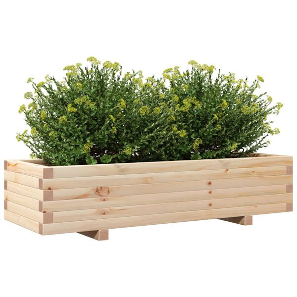 vidaXL Garden Planter Natural wood Solid pinewood 43.3 x 15.7 x 10.4 in