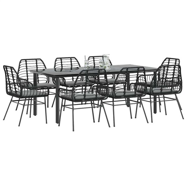 vidaXL Garden Dining Set Black, Dark Grey