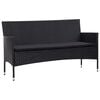 vidaXL Sofa Set Black PE (polyethylene) rattan Medium Removable Covers