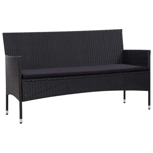 vidaXL Sofa Set Black PE (polyethylene) rattan Medium Removable Covers