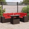 vidaXL 6 Piece Patio Sofa Set with Cushions Brown Poly Rattan Acacia