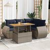 vidaXL 5 Piece Patio Sofa Set with Cushions Gray Poly Rattan