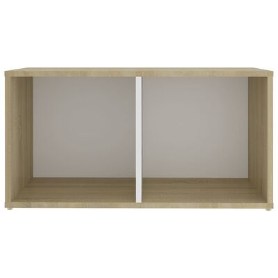 vidaXL TV Stand White and Sonoma Oak 28.3"x13.8"x14.4" Engineered Wood