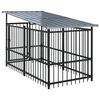 vidaXL Dog Kennel Black Powder-coated Steel Large Durable Modern