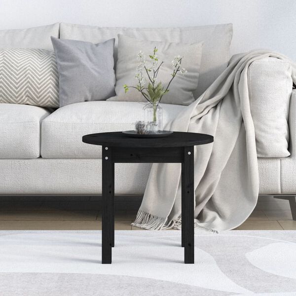 vidaXL Coffee Table Black Solid pine wood Small Durable Coffee Table