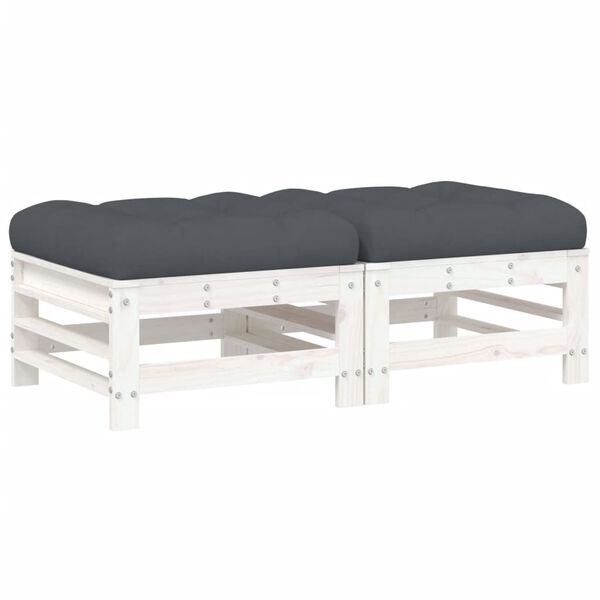 vidaXL Garden Footstool White, Anthracite
