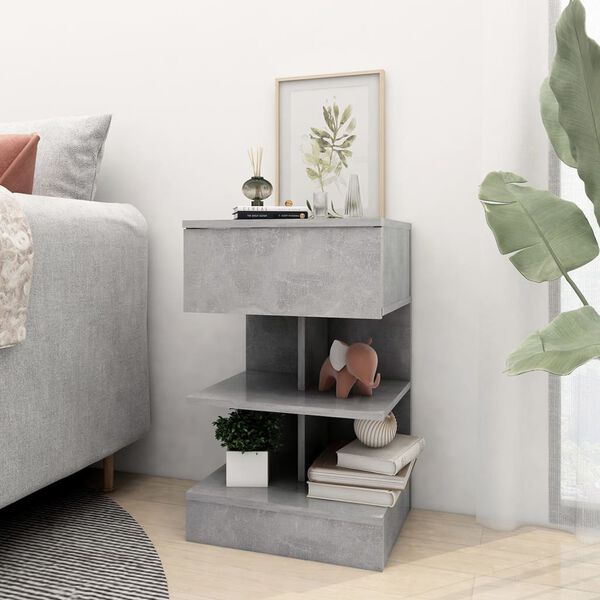 vidaXL Bedside Cabinet Set of 2 Concrete grey Engineered wood Medium