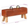 vidaXL Gym Bench Brown Goat leather, Solid Acacia wood Compact Durable