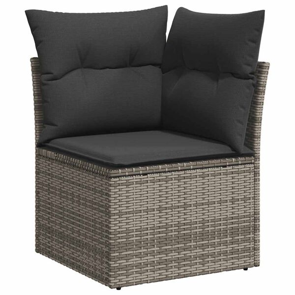vidaXL 8 Piece Patio Sofa Set with Cushions Gray Poly Rattan