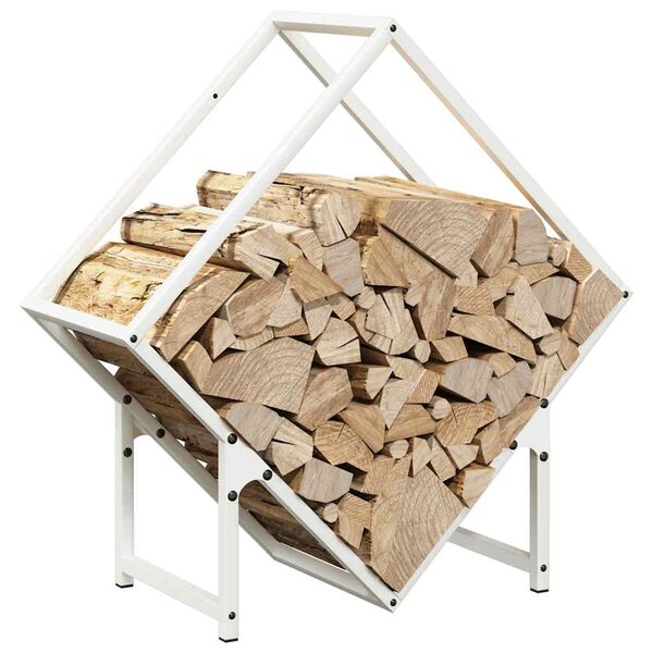 vidaXL Firewood Rack White 23.6x9.8x23.6" Cold-rolled steel