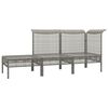 vidaXL 3 Piece Patio Lounge Set with Cushions Grey Poly Rattan