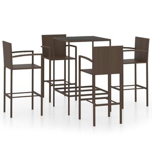 vidaXL Garden Bar Set Brown PE rattan, powder-coated steel, tempered glass