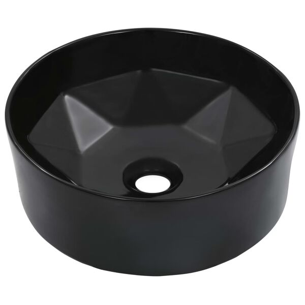 vidaXL Wash Basin 14.2x5.5" Ceramic Black