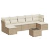 vidaXL Garden Sofa Set Beige PE Rattan Large Adjustable Feet