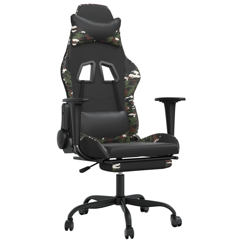 vidaXL Gaming Chair Black and camouflage Faux leather, metal, plywood