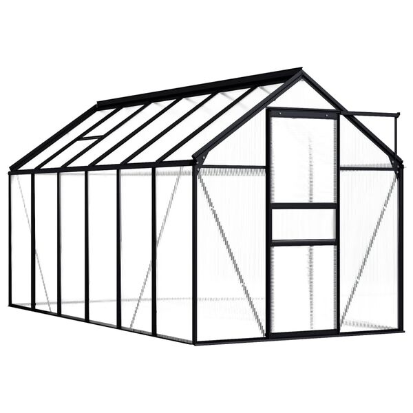 vidaXL Greenhouse Anthracite and Transparent Aluminum and Polycarbonate