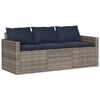 vidaXL Garden Dining Set Grey Poly Rattan 3-seater