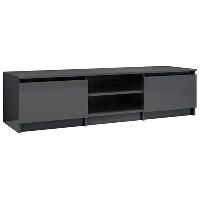 vidaXL TV Cabinet High Gloss Gray 55.1" x 15.7" x 14" Engineered Wood