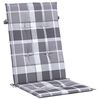 vidaXL Patio Highback Chair Cushions 6 pcs Grey Check Pattern 47.2x19.7x1.2" Fabric