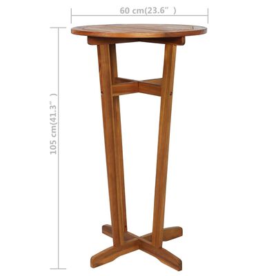 vidaXL Bar Table 23.6" x 41.3" Solid Acacia Wood
