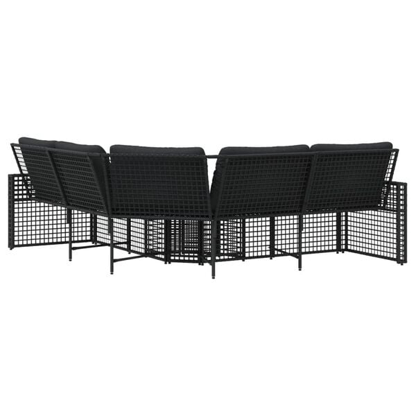 vidaXL Garden Sofa Black PE rattan, powder-coated steel, foam, polyester