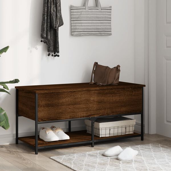vidaXL Storage Bench Brown oak Engineered wood, metal