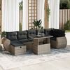 vidaXL Garden Sofa Set Grey PE rattan, powder-coated steel, tempered glass