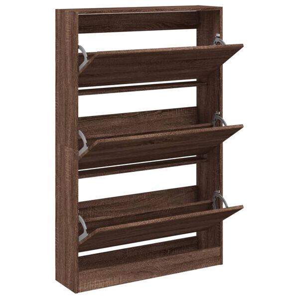 vidaXL Shoe Cabinet Brown Oak 31.5"x8.3"x49.4" Engineered Wood
