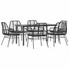 vidaXL Garden Dining Set Black Poly Rattan Six-seater Removable Covers