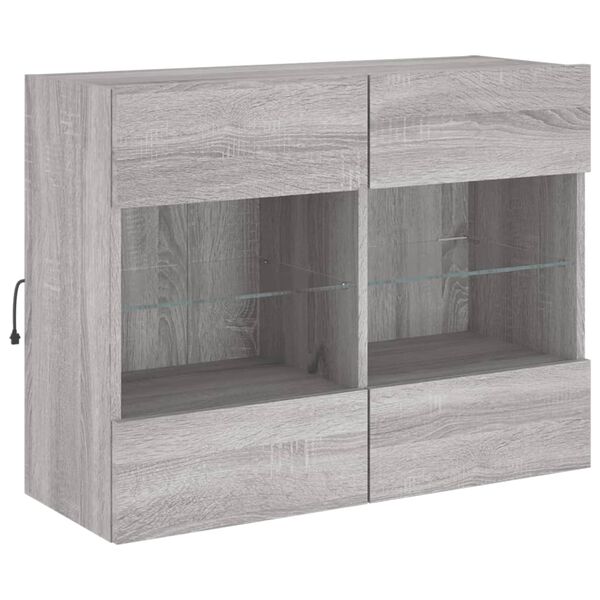 vidaXL TV Wall Cabinet Gray Sonoma Engineered wood, Glass