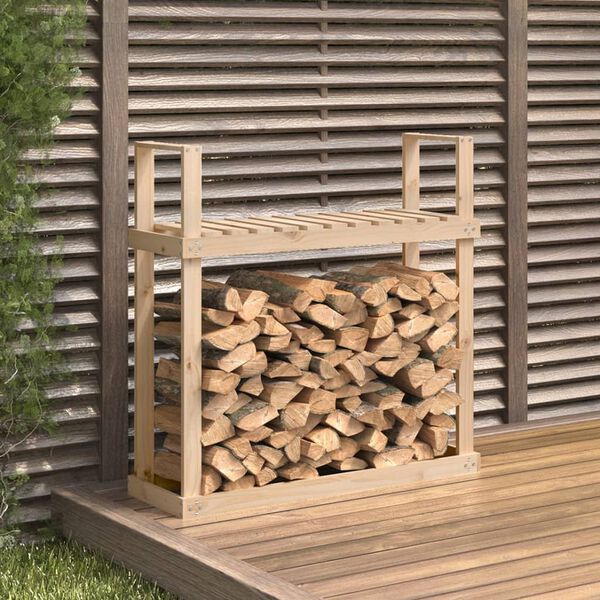 vidaXL Firewood Rack 43.3x13.8x42.7" Solid Wood Pine