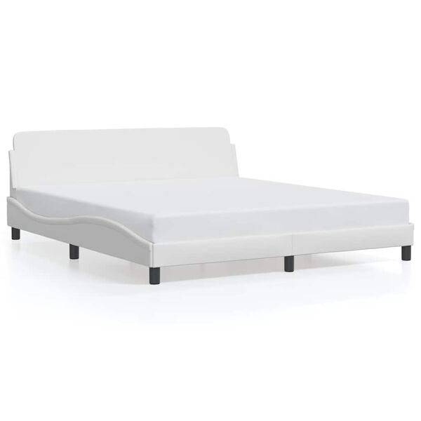 vidaXL Bed Frame "Dover" White 72"x83.9"Faux Leather